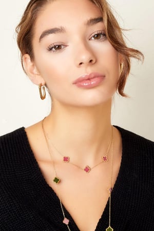 Necklace three colorful clovers Rose Stainless Steel h5 Picture3